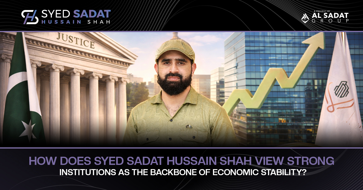 How Does Syed Sadat Hussain Shah View Strong Institutions as the Backbone of Economic Stability?